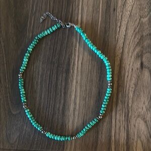 Turquoise and Silver Beaded Necklace